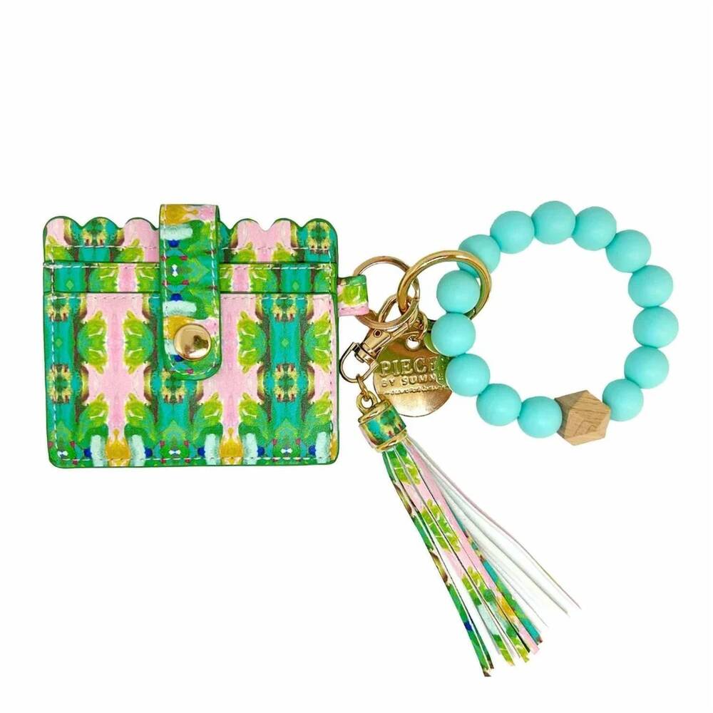 NEW LAURA PARK women's keychain wristlet in boca bay